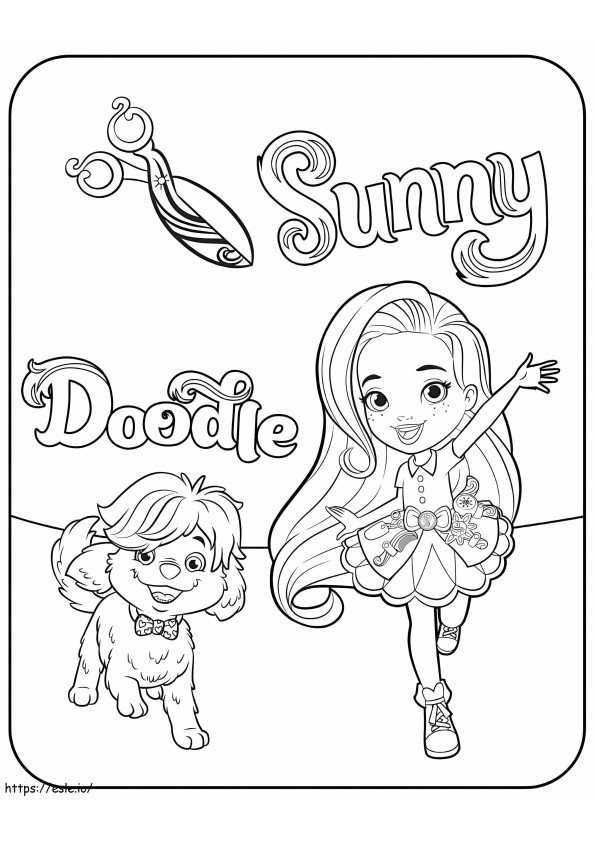 Doodle ja aurinkoinen värityskuva
