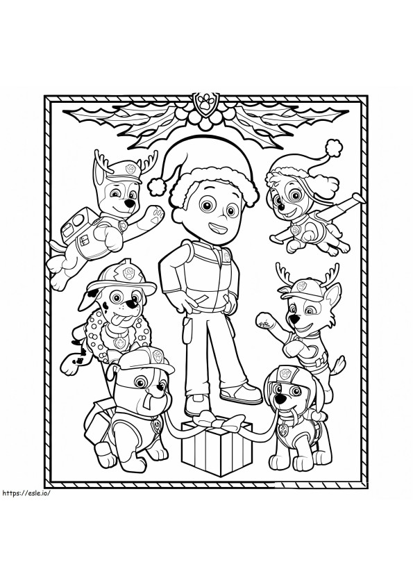 Ryder com amigos no Natal para colorir
