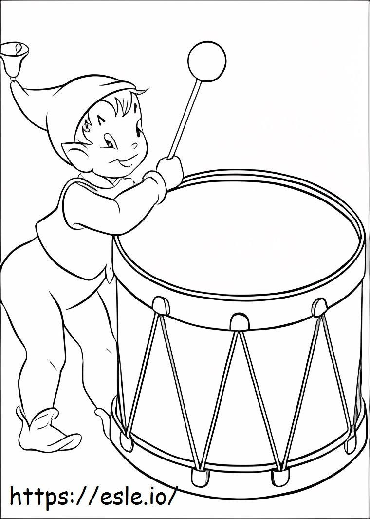 Duende tocando el tambor para colorear