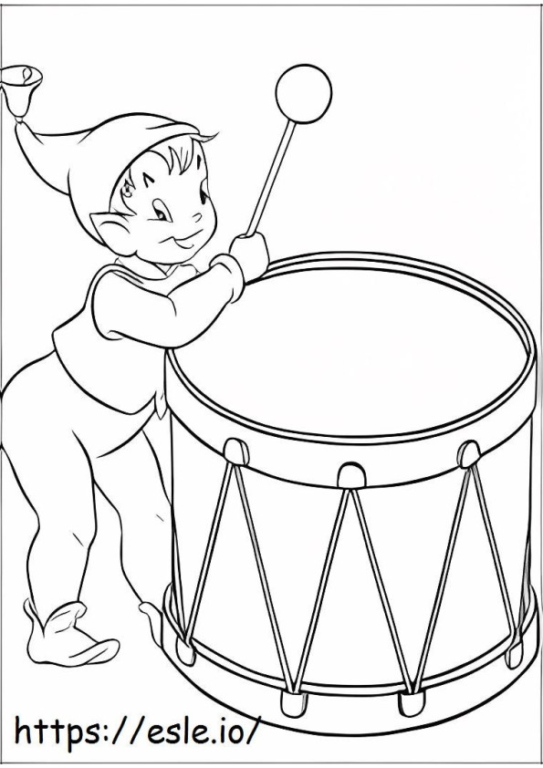 Duende tocando el tambor para colorear