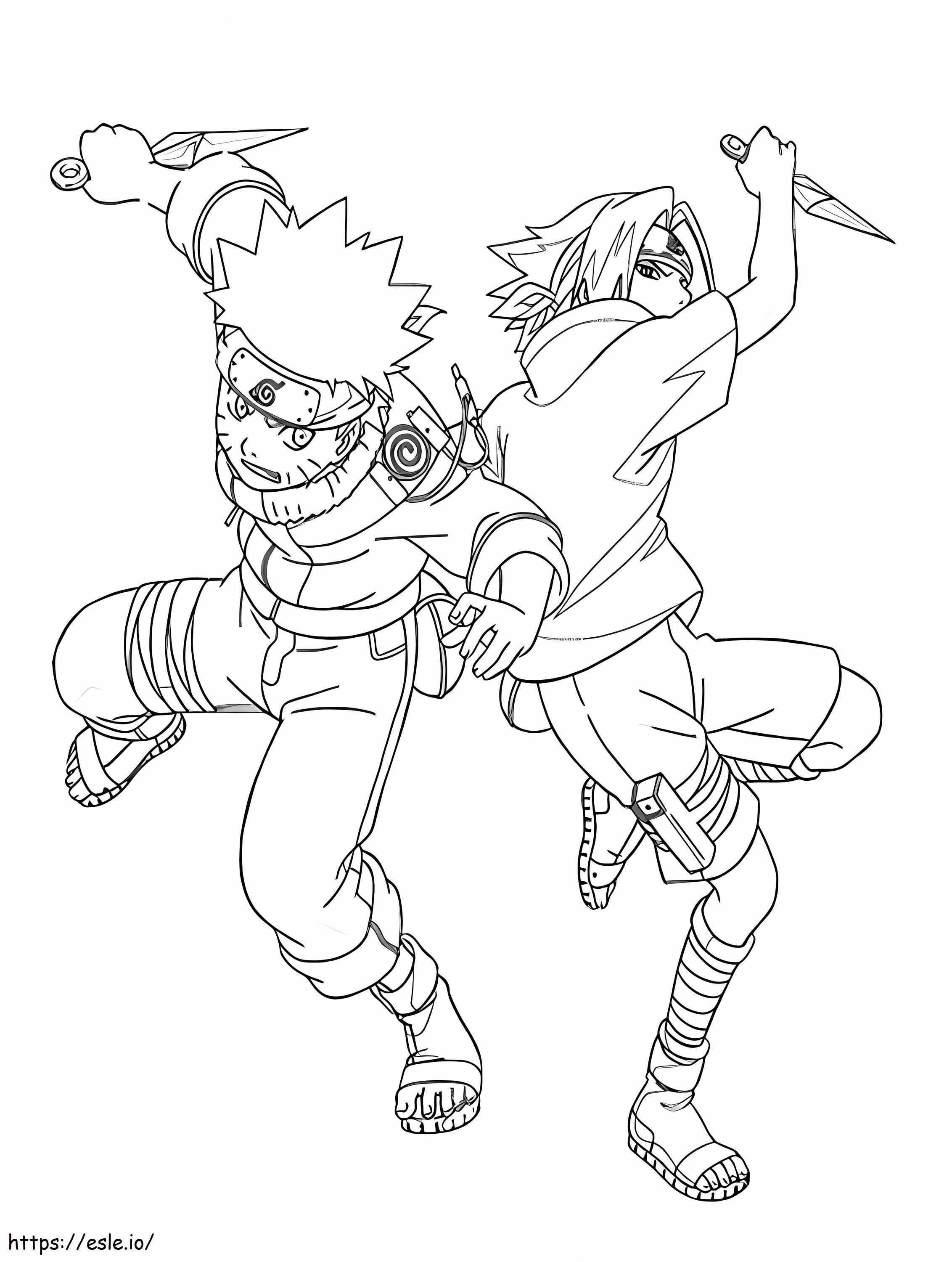 Naruto și Sasuke de colorat