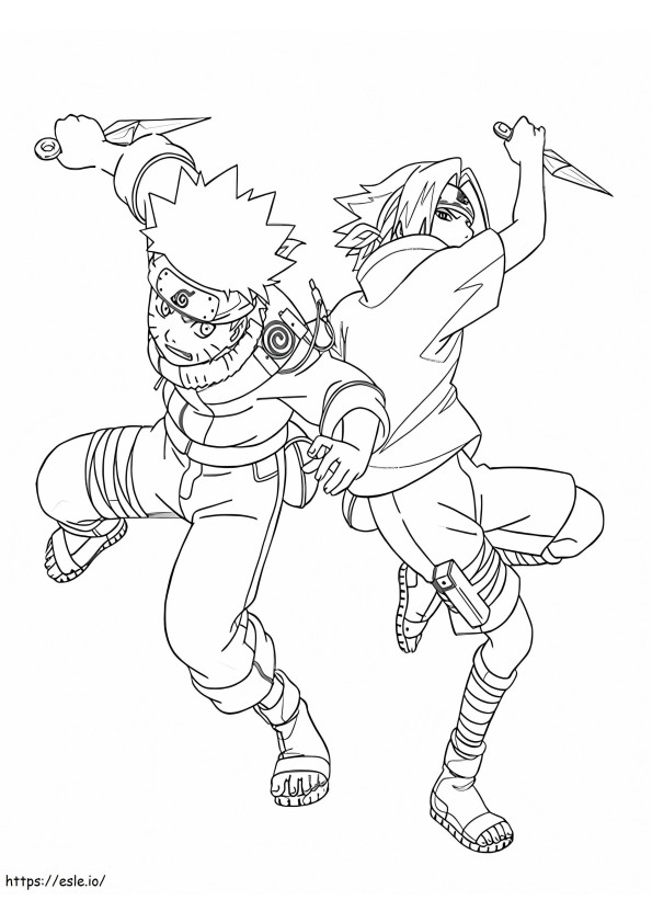 Naruto e Sasuke para colorir