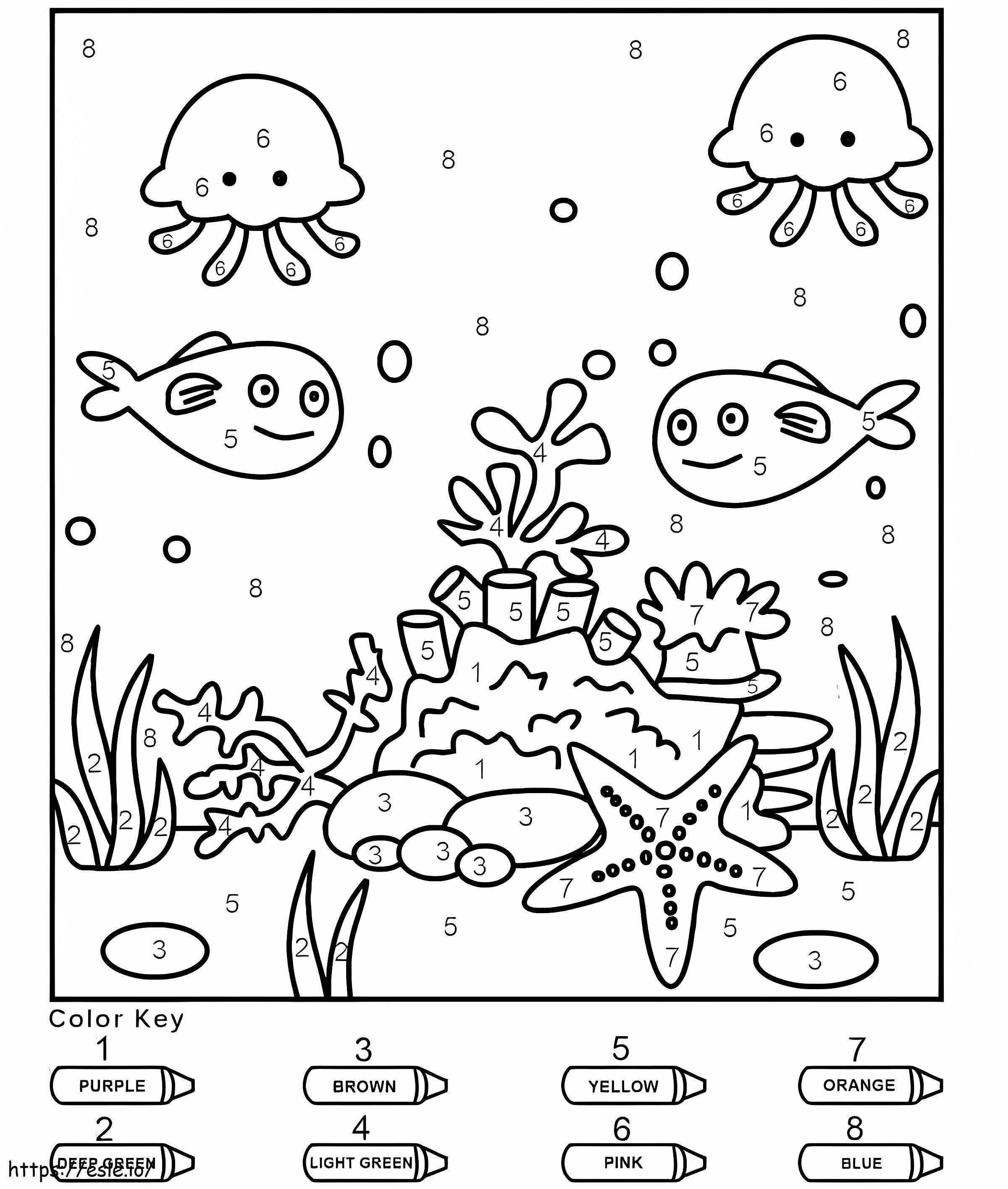 Coloriage Animaux marins couleur par numéro à imprimer dessin