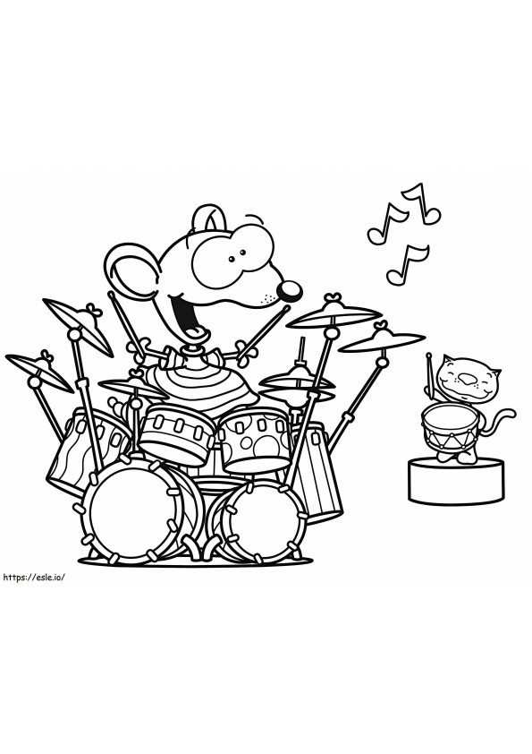 Toopy e Binoo tocando bateria para colorir