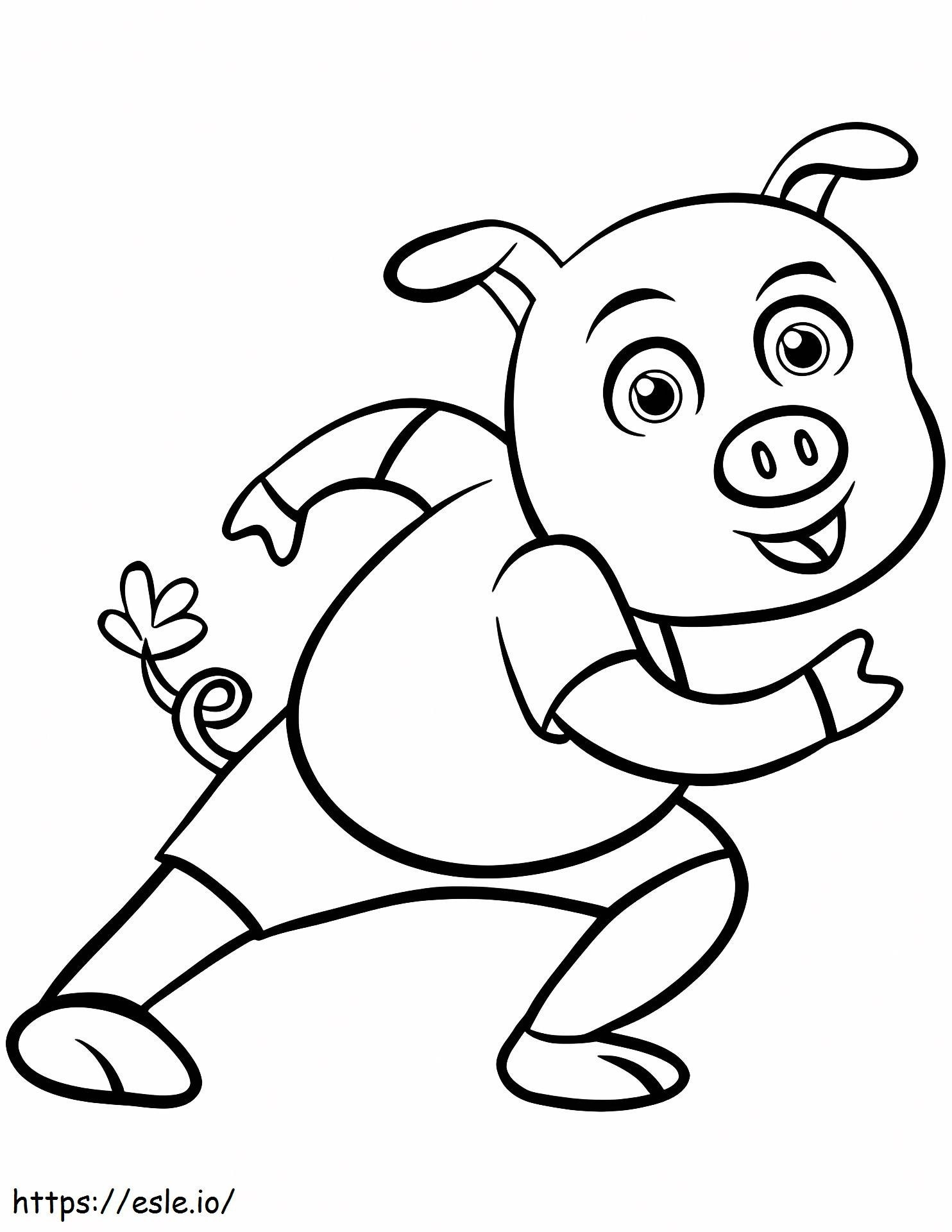 Cerdo feliz de dibujos animados para colorear