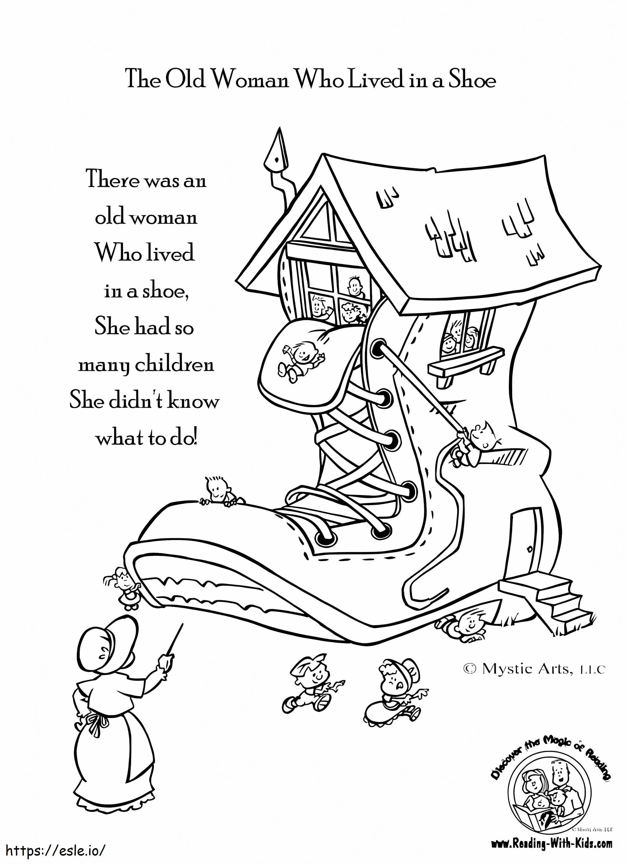 The Old Woman Who Lived In A Shoe Nursery Rhymes coloring page