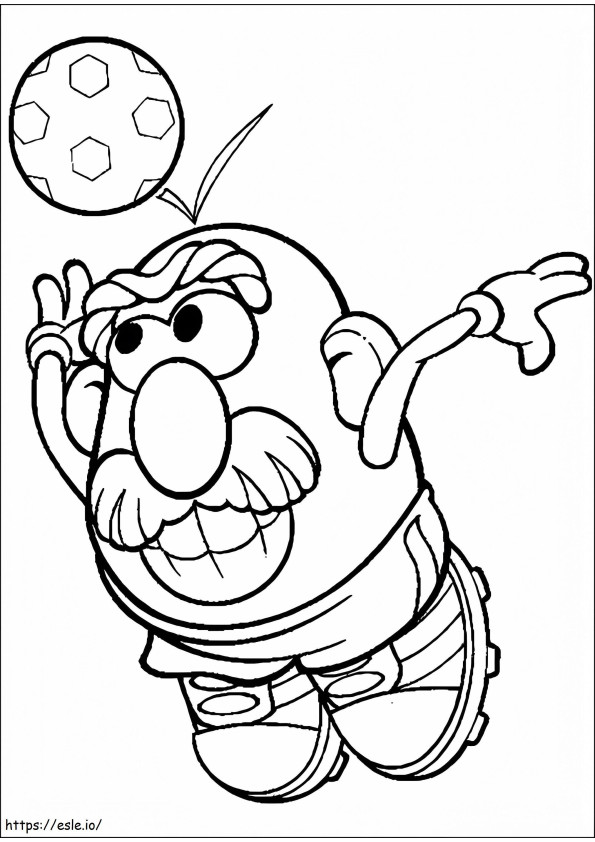 Coloriage M. Potato Head jouant au football à imprimer dessin