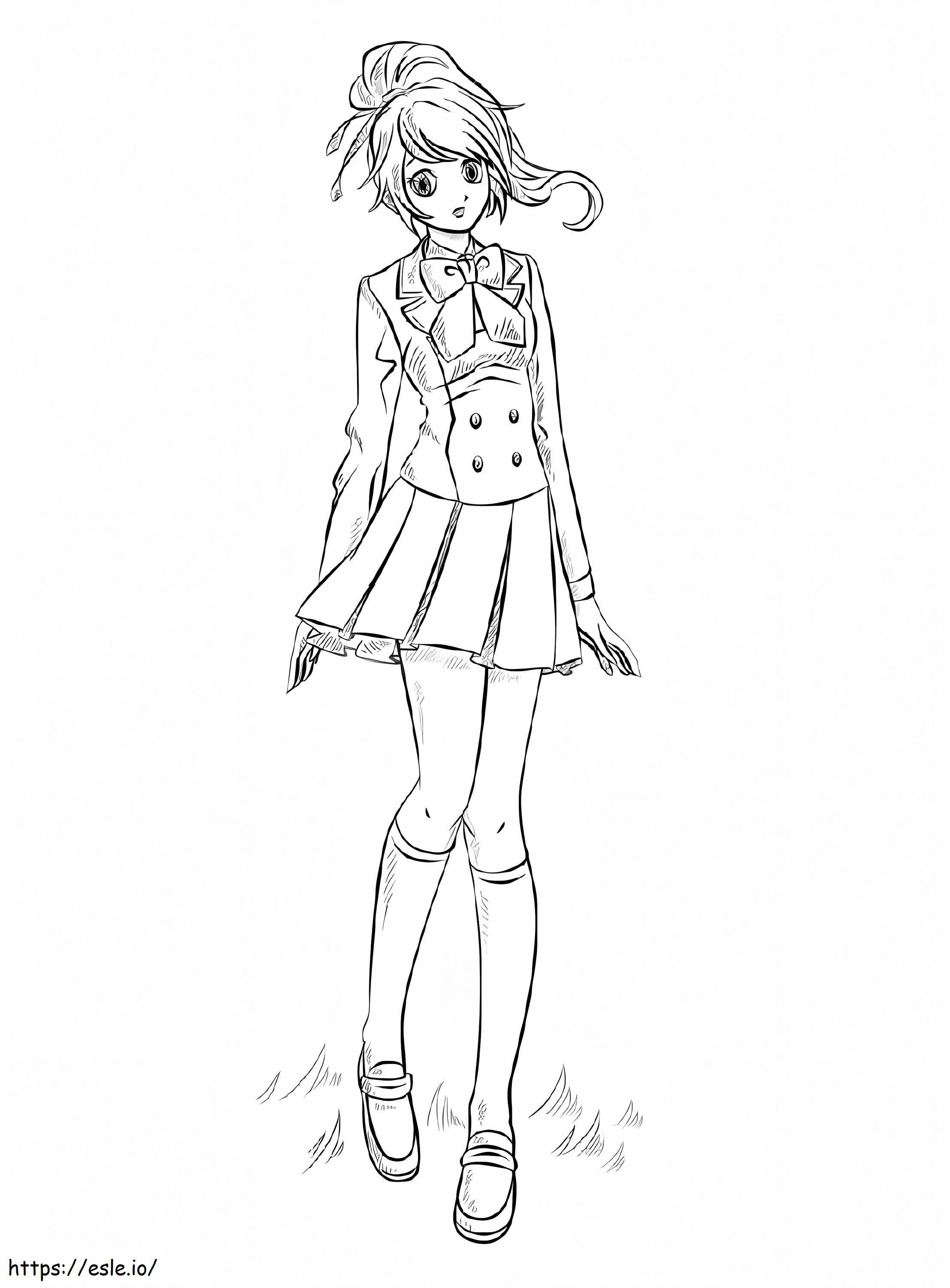 Linda garota de anime para colorir