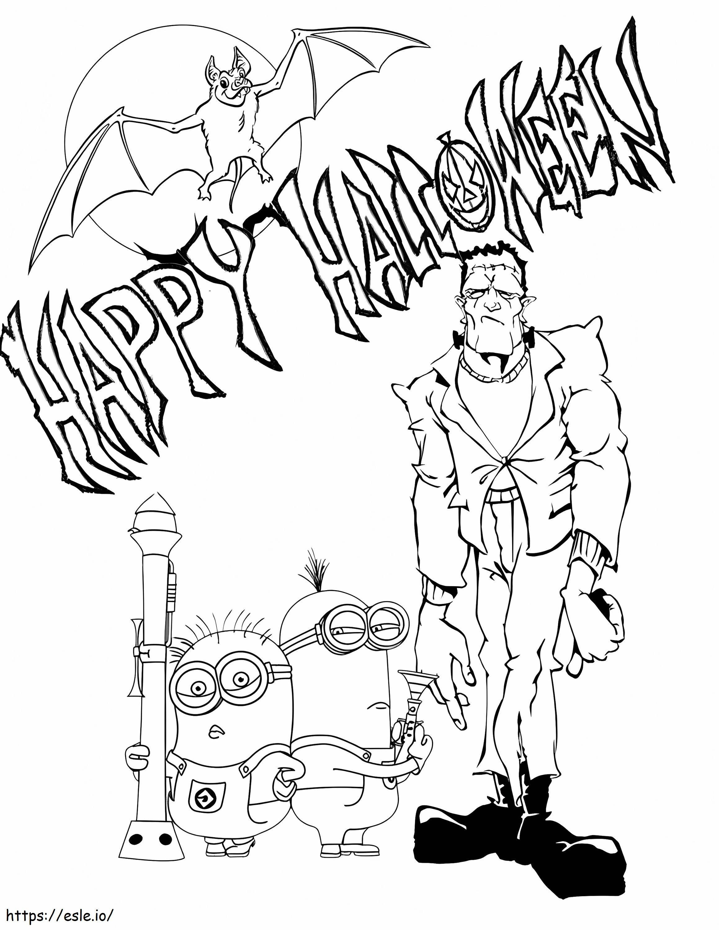 Coloriage 1539677696 Les Minions avec Frankenstein à imprimer dessin