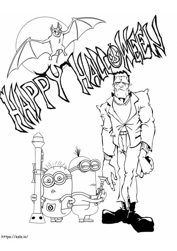 1539677696 Minions With Frankenstein coloring page