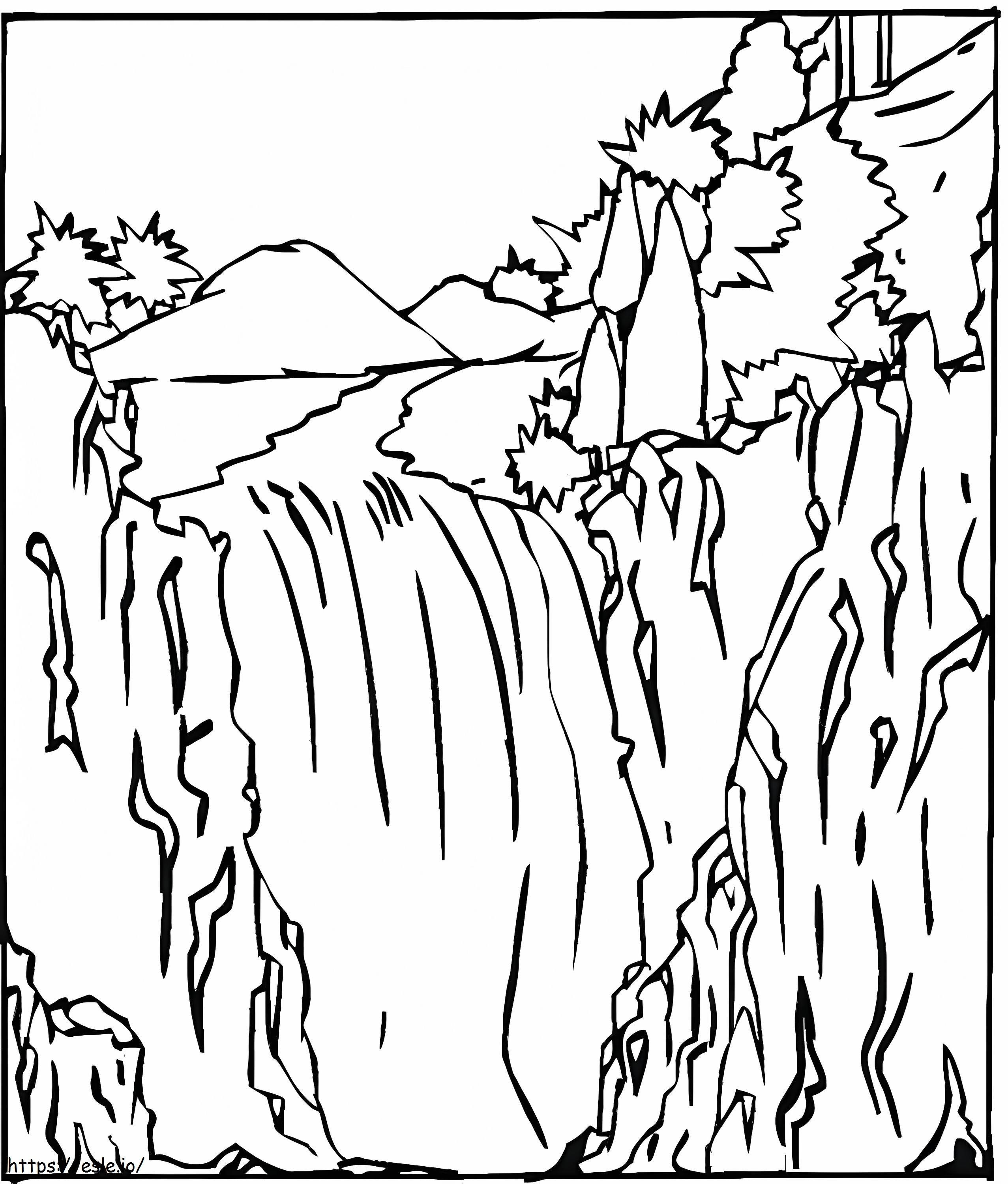 Waterfall Scene coloring page