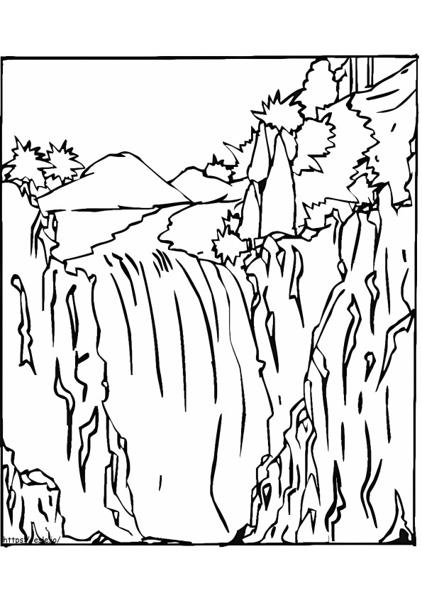 滝のシーン ぬりえ - 塗り絵