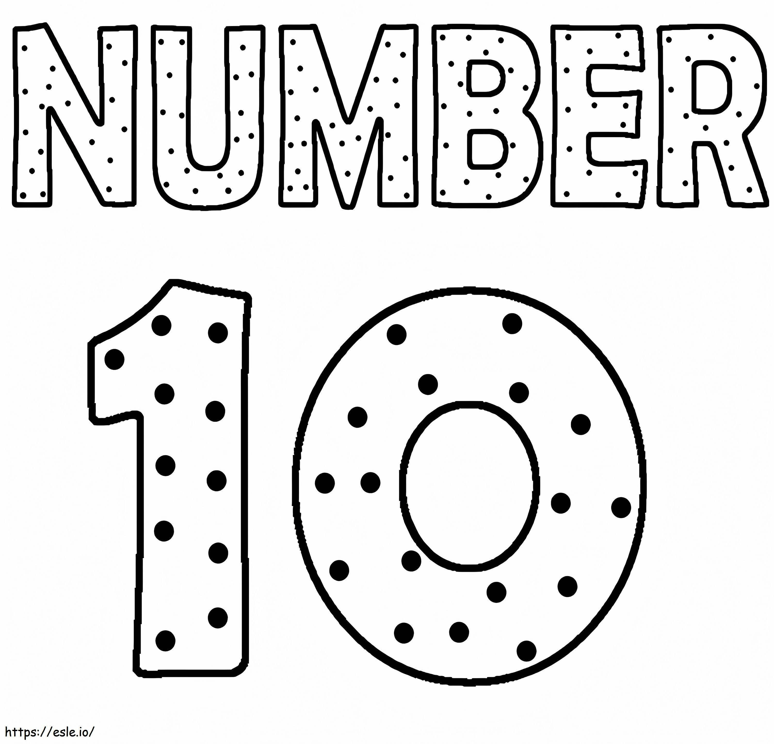 Number 10 With Dots coloring page