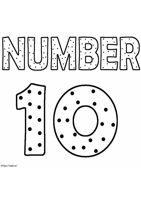 Número 10 com pontos para colorir