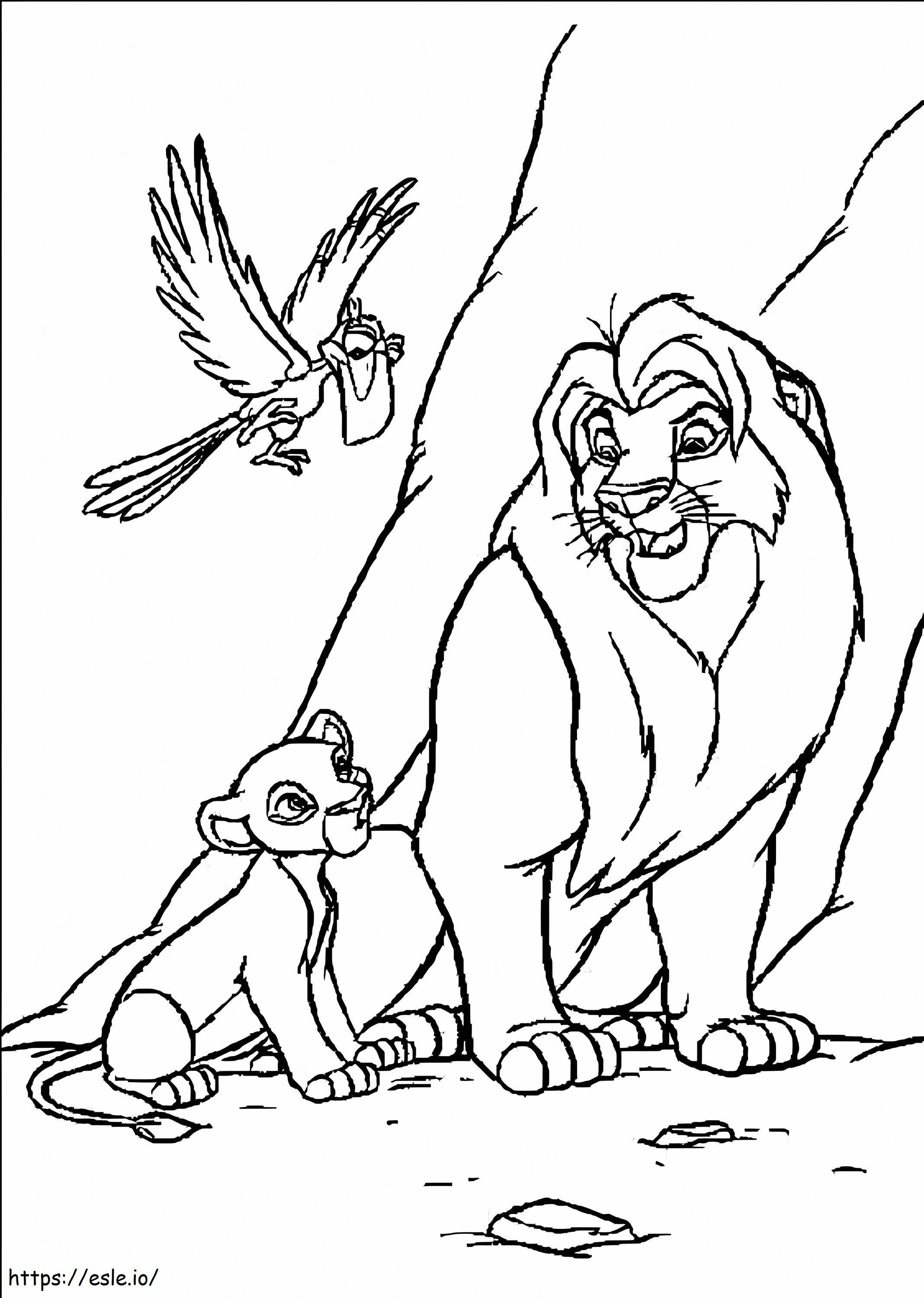 Simba y su papá para colorear