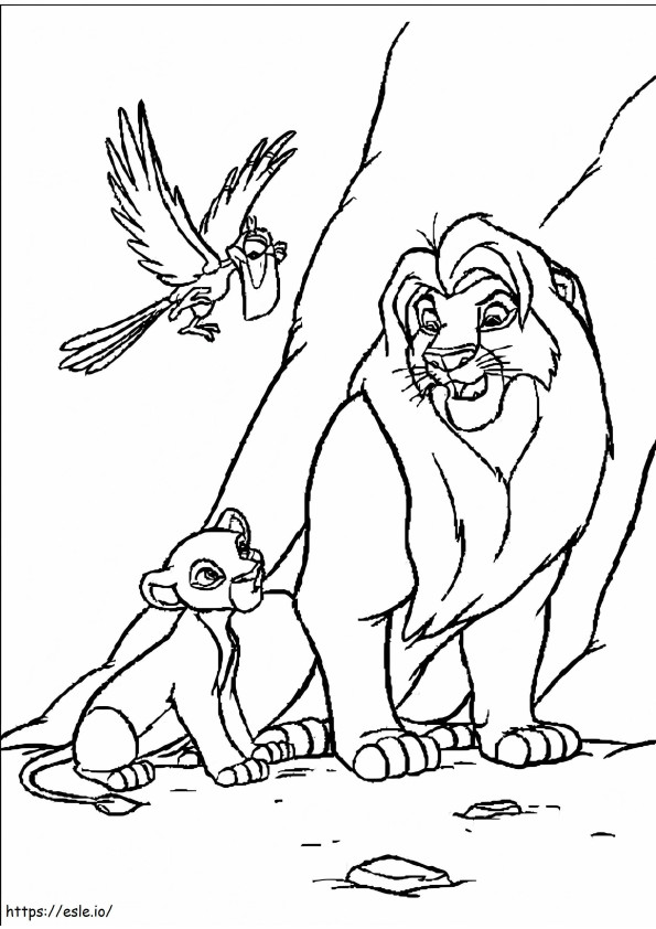 Simba y su papá para colorear