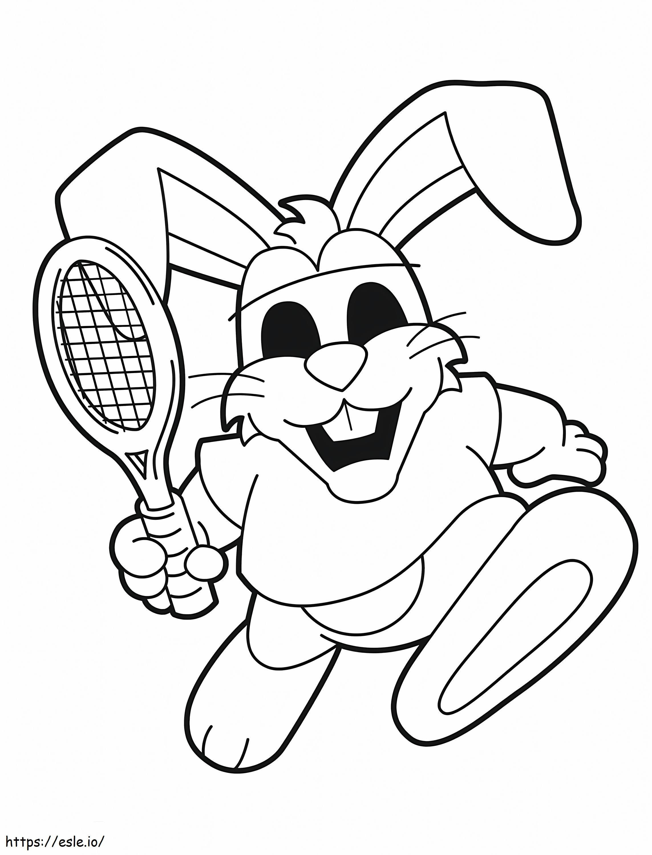 テニスをするウサギ ぬりえ - 塗り絵