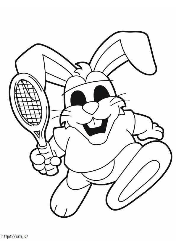 テニスをするウサギ ぬりえ - 塗り絵