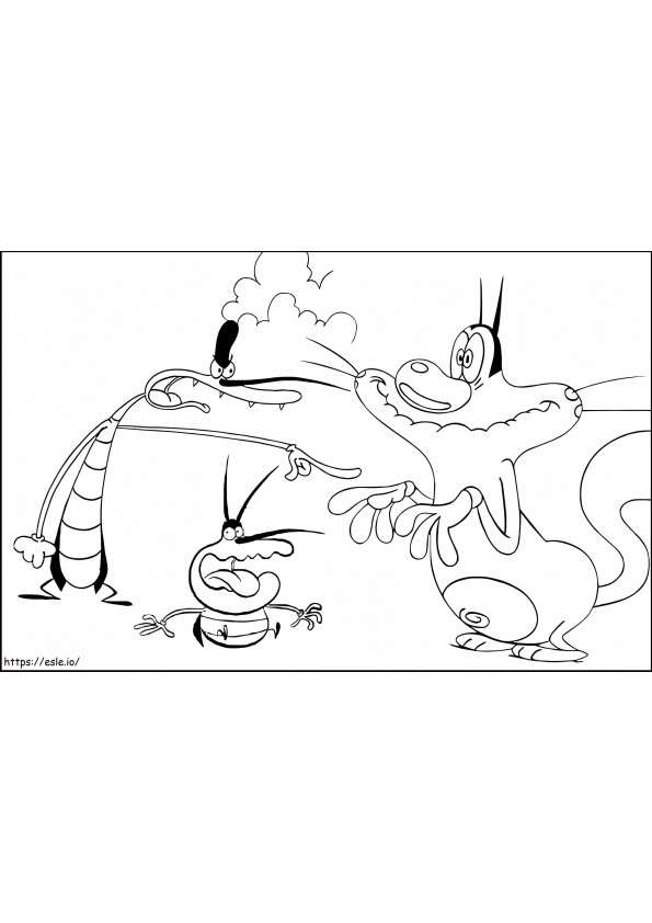 Oggy And Two Cockroaches coloring page
