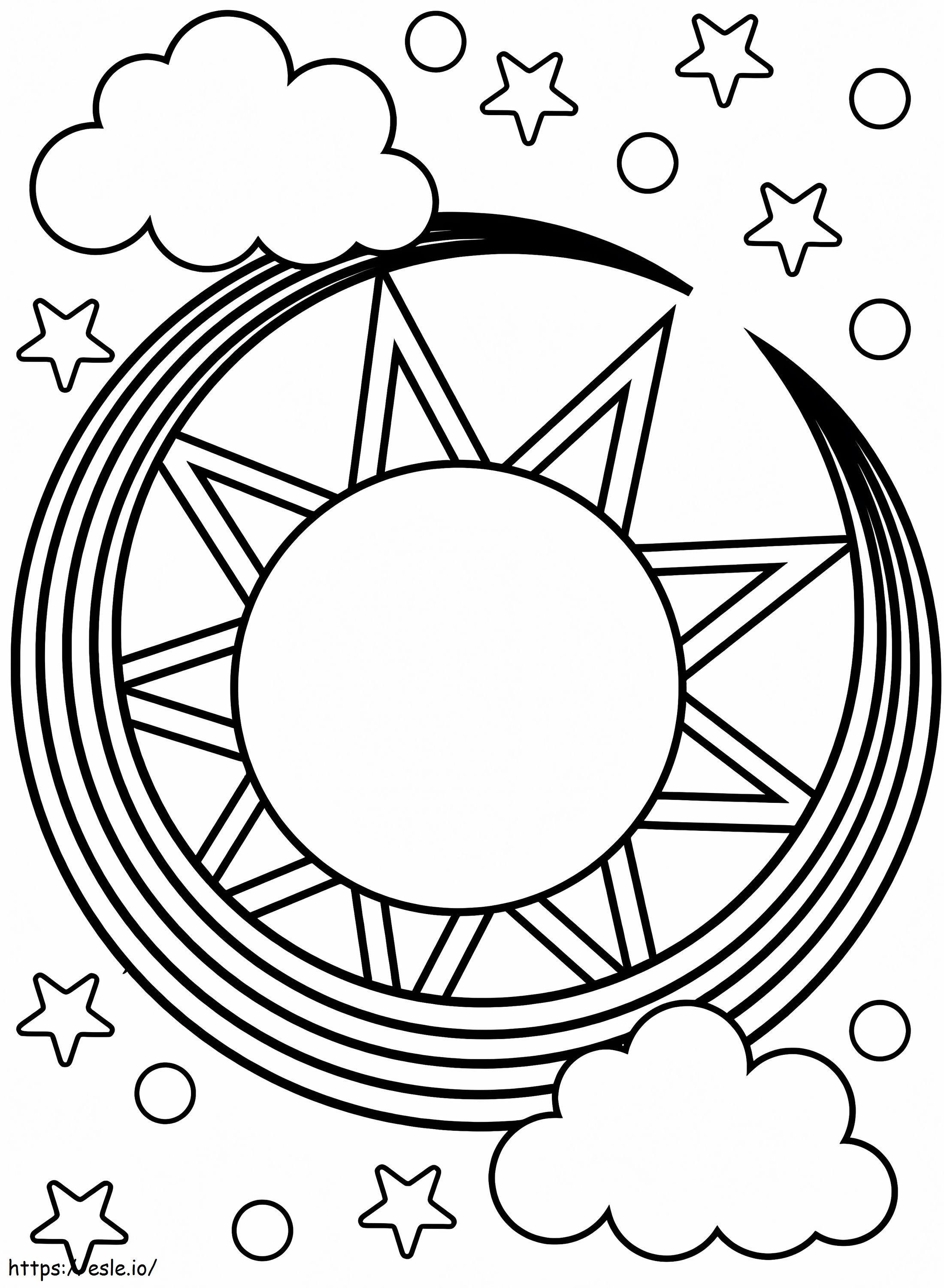 Free Printable Sun And Moon coloring page