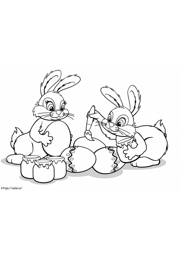 Desen a doi iepurași de colorat
