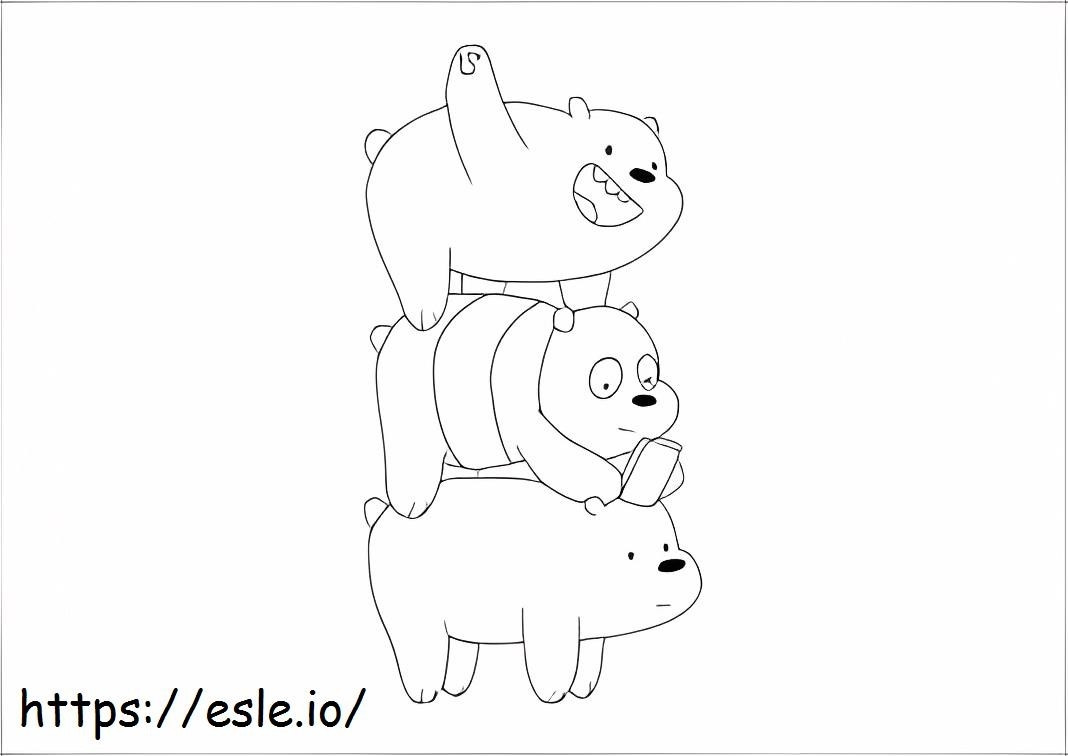 Three Brothers Ice Bear From Us Naked Bear ぬりえ - 塗り絵