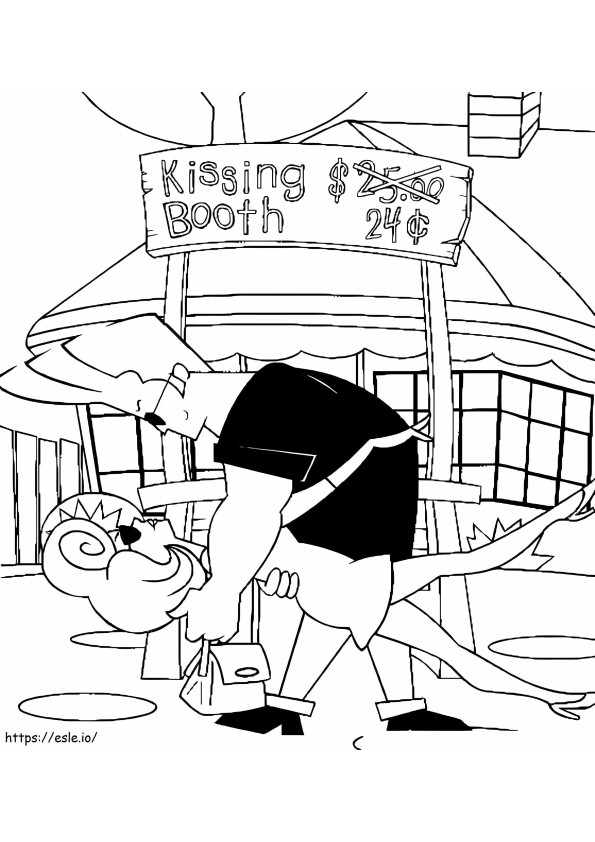Johnny Bravo At Kissing Booth coloring page