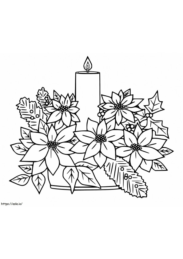 Poinsettias With Candle coloring page