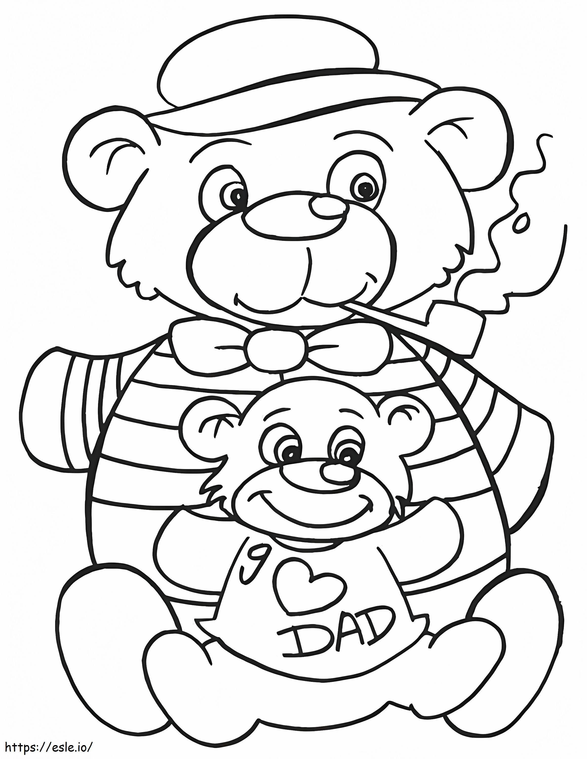 Ursinho de pelúcia pai e filho para colorir