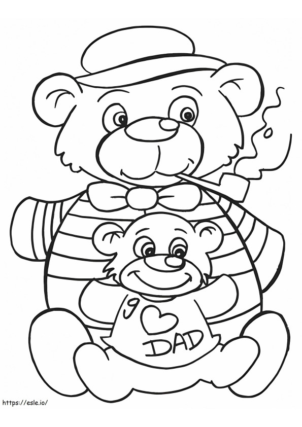 Vader en zoon teddybeer kleurplaat