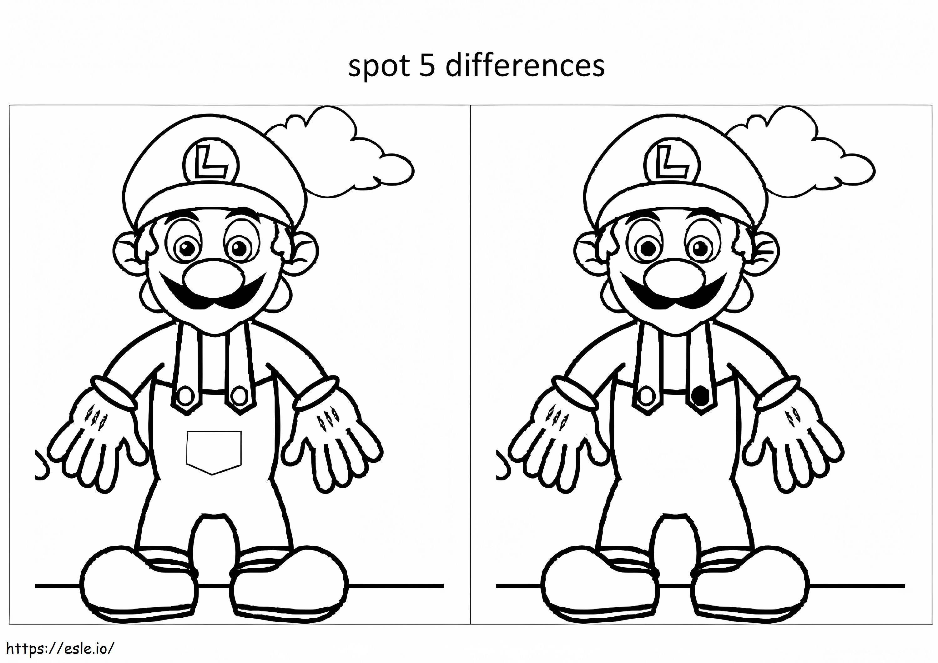 Imprimible Spot 5 Diferencias para colorear