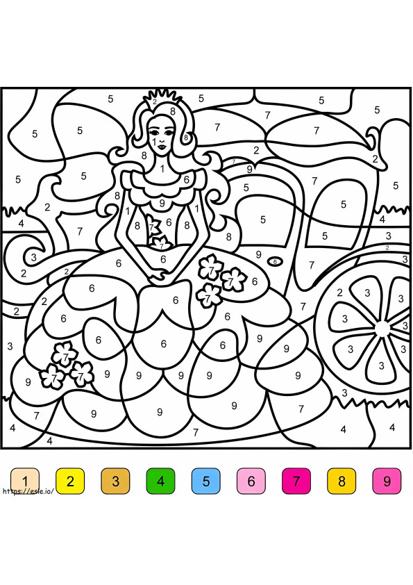 Linda princesa cor por número para colorir
