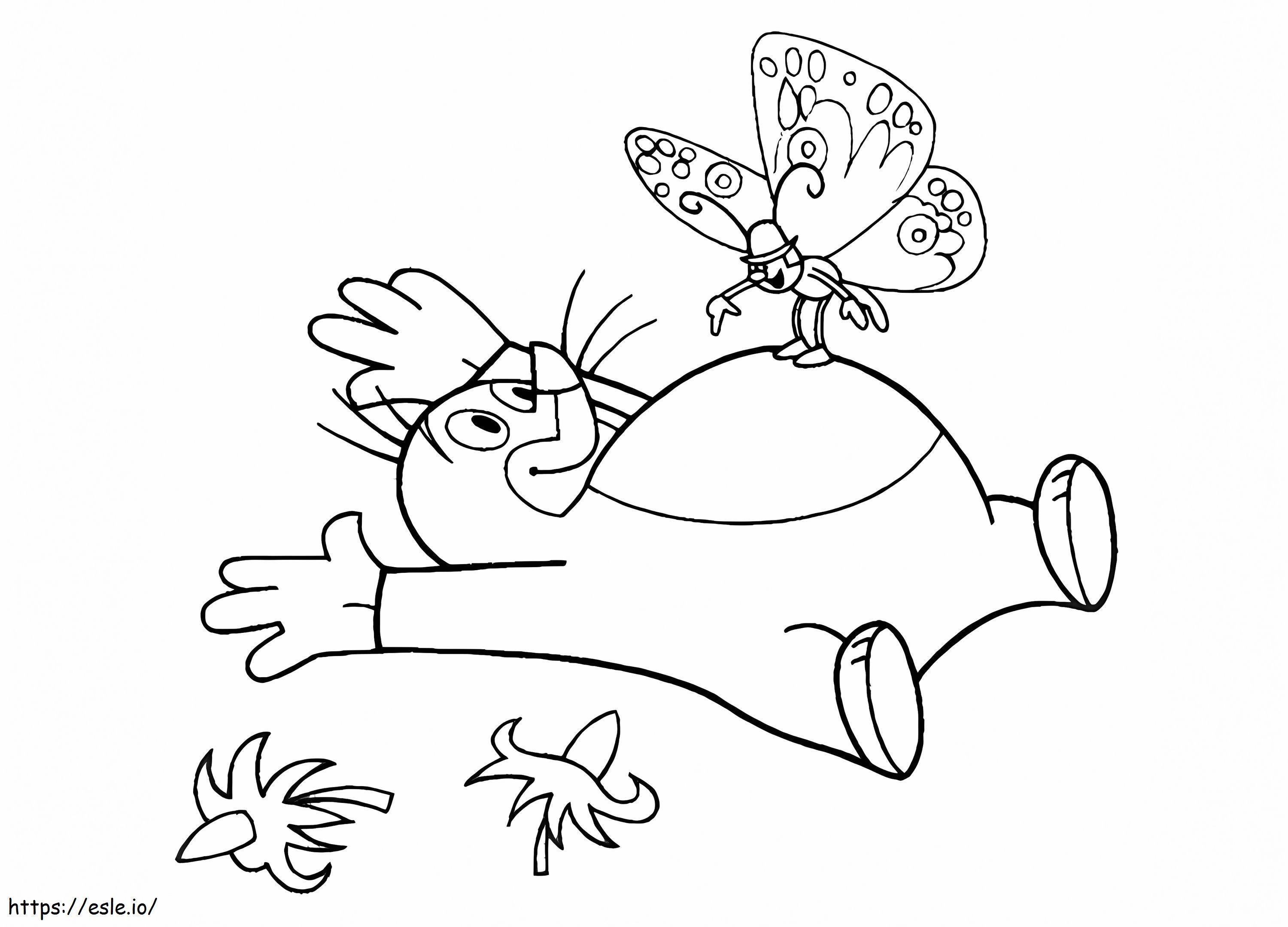 Krtek And Butterfly coloring page