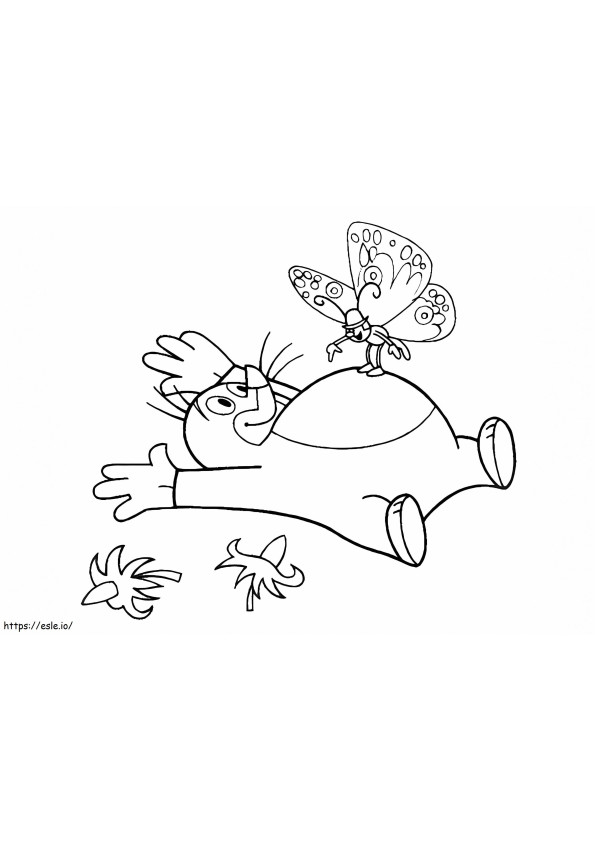 Krtek And Butterfly coloring page