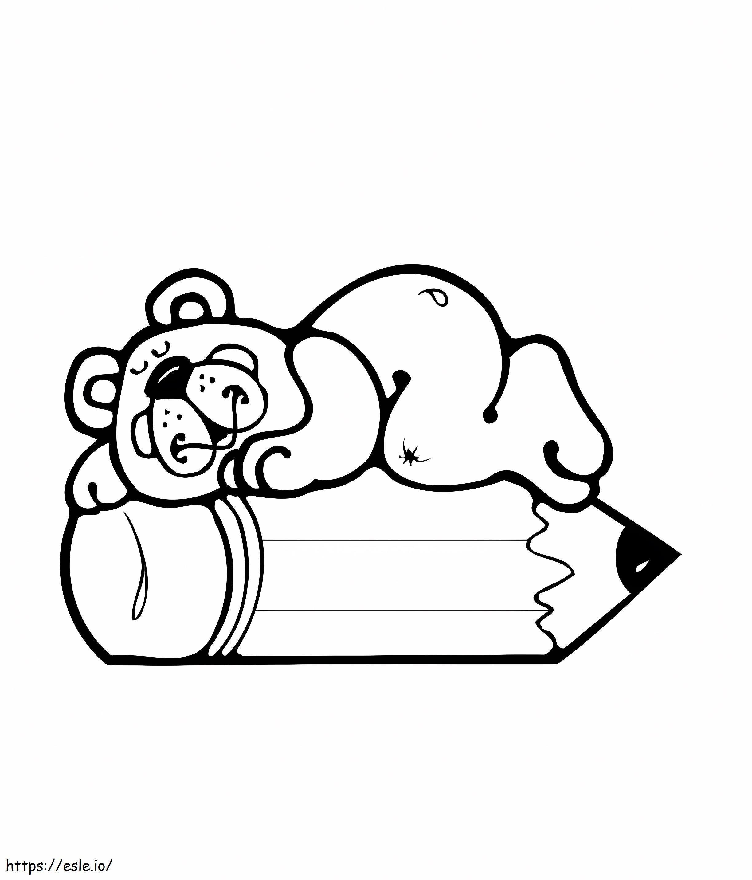 Bear Sleeping In Pencil coloring page
