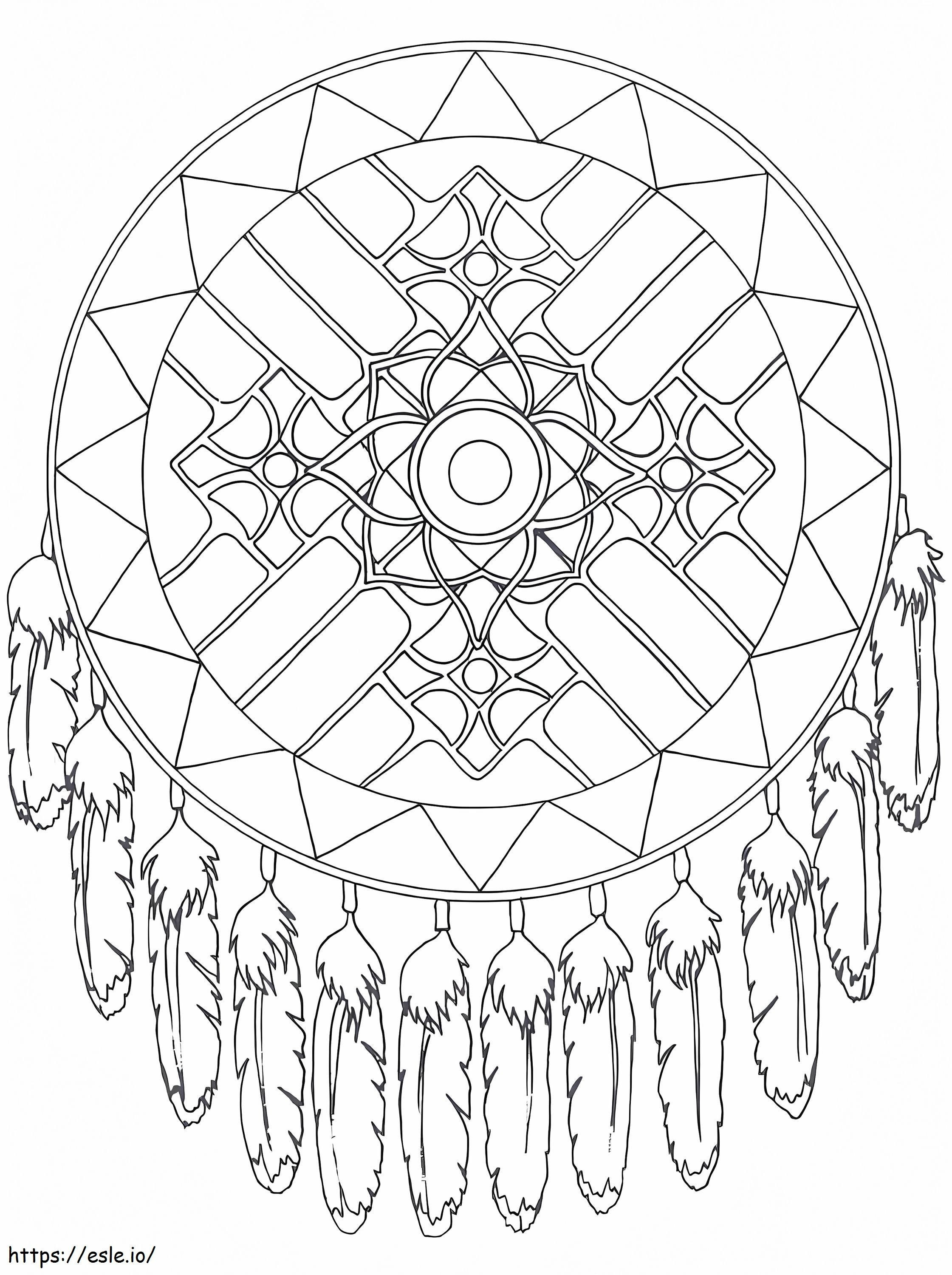 Kızılderili Dreamcatcher Mandala boyama