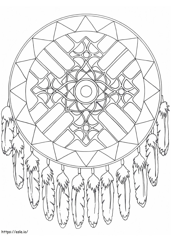 Native American Dreamcatcher Mandala coloring page