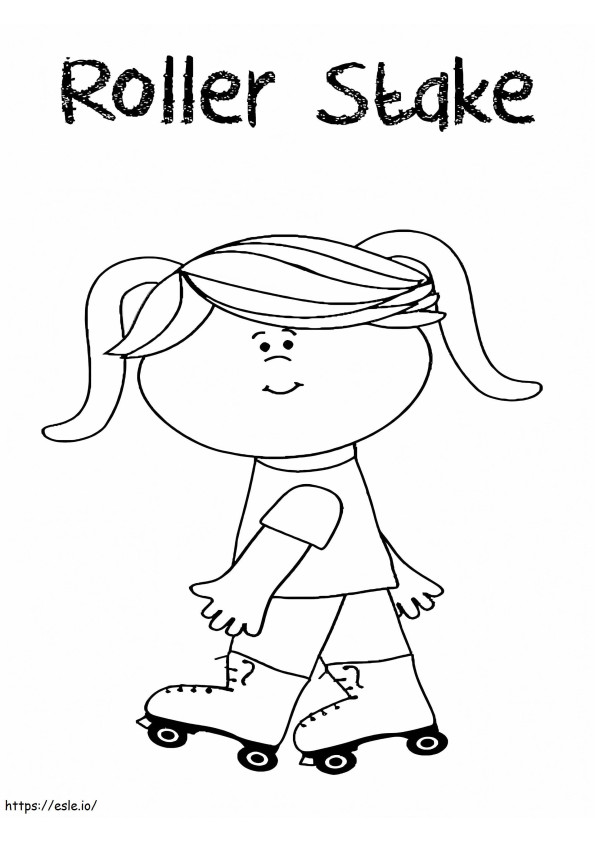 Little Girl On Roller Skate coloring page
