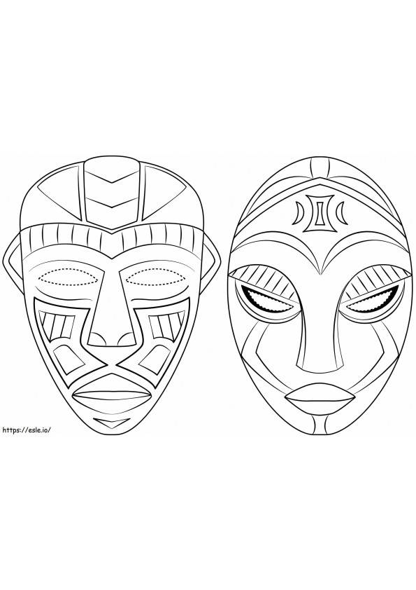 African Masks coloring page