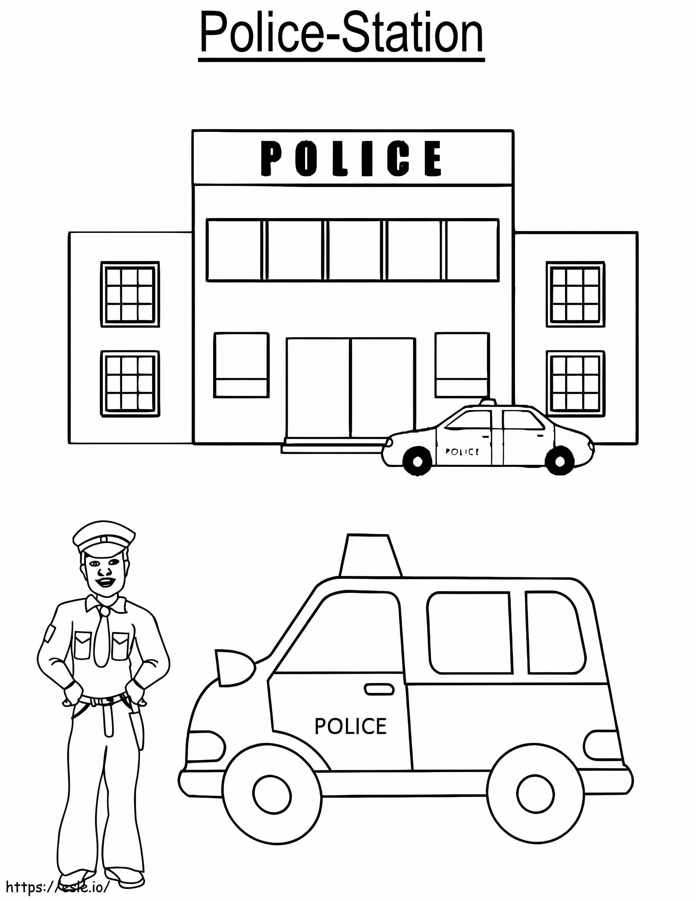 警察署を印刷する ぬりえ - 塗り絵