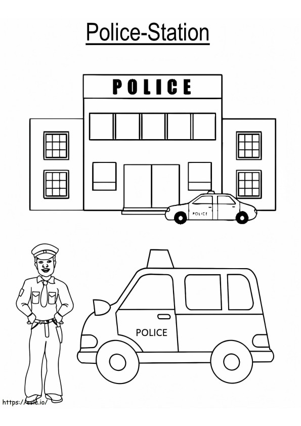 Print Police Station coloring page