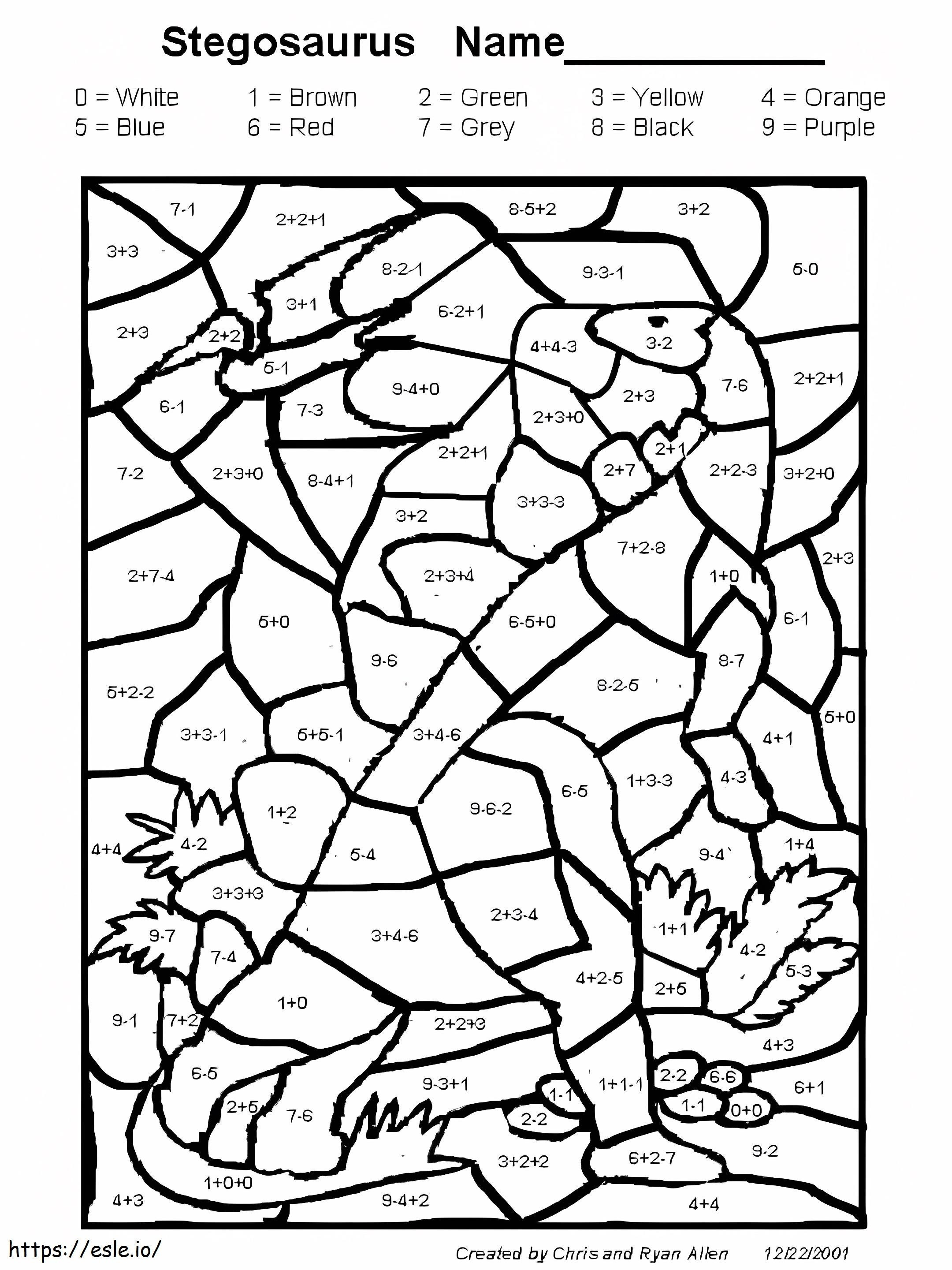 Arkusz matematyczny stegozaura kolorowanka
