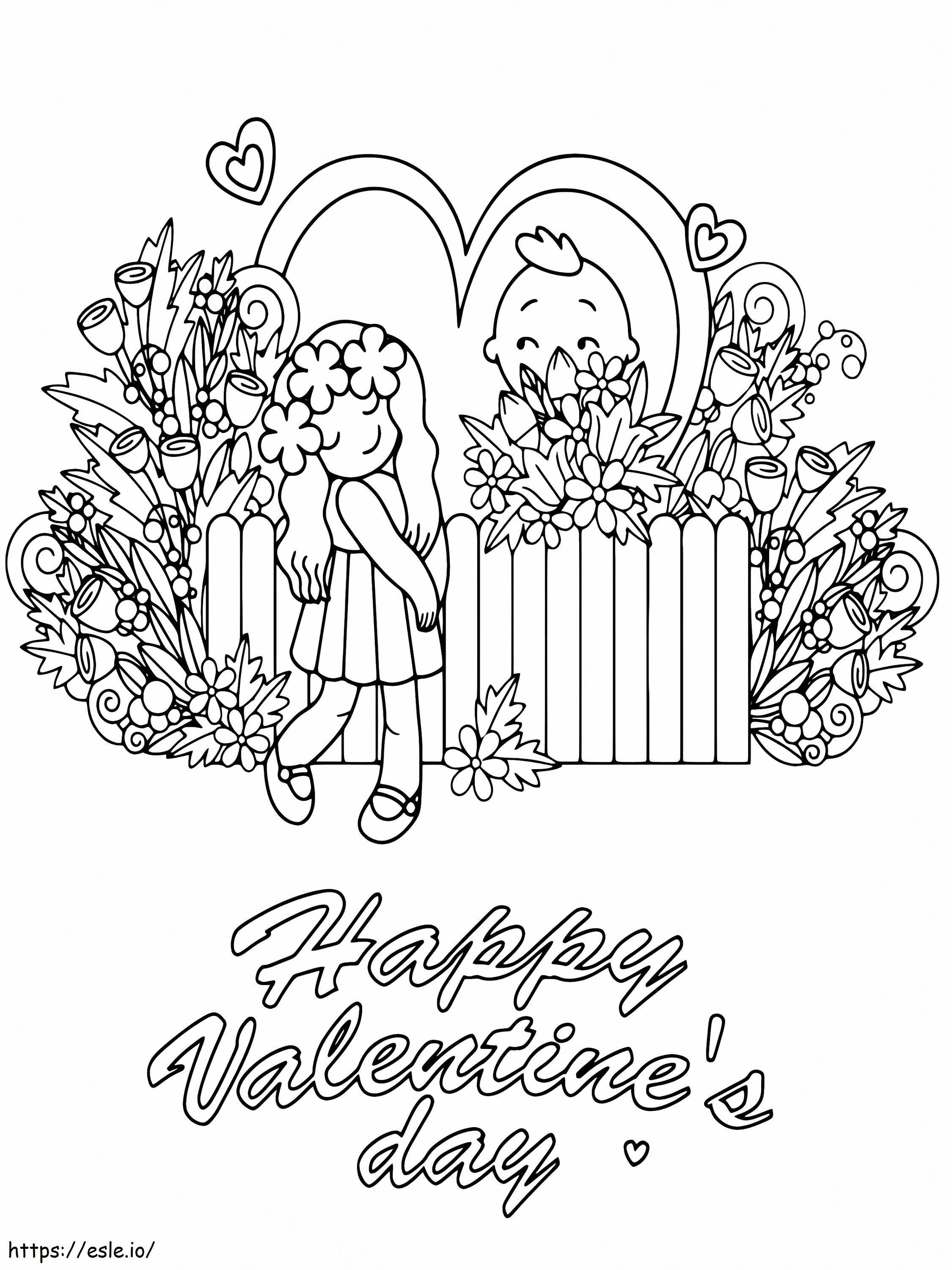 Zoete Valentijnskaart In De Tuin kleurplaat kleurplaat