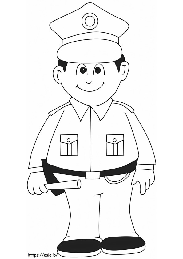 Coloriage Police souriante de base à imprimer dessin