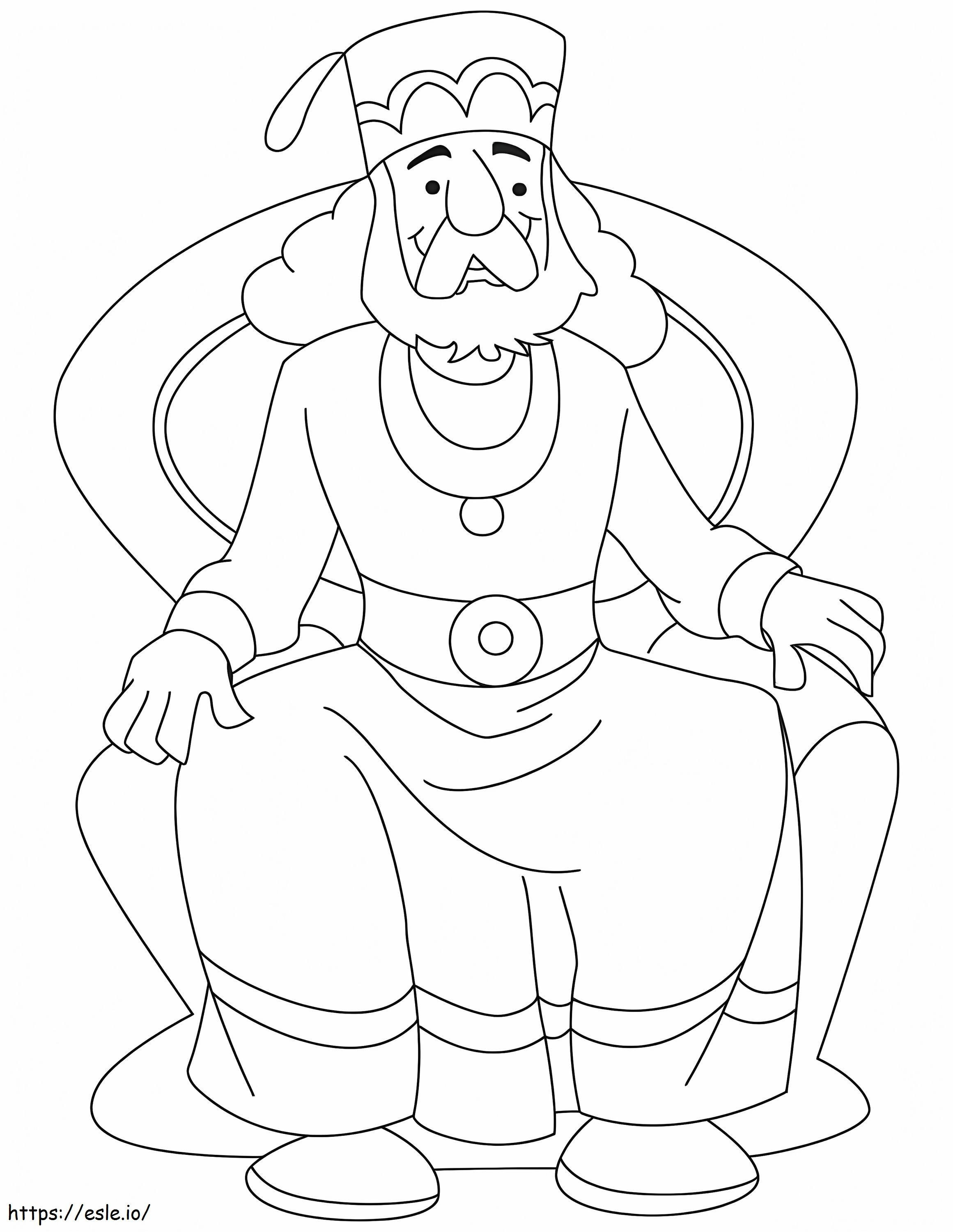 Coloriage Vieux roi assis sur la chaise à imprimer dessin