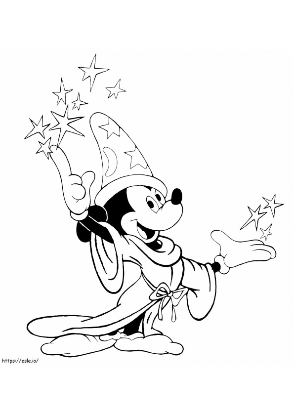Coloriage Fantasia Mickey Magicien à imprimer dessin