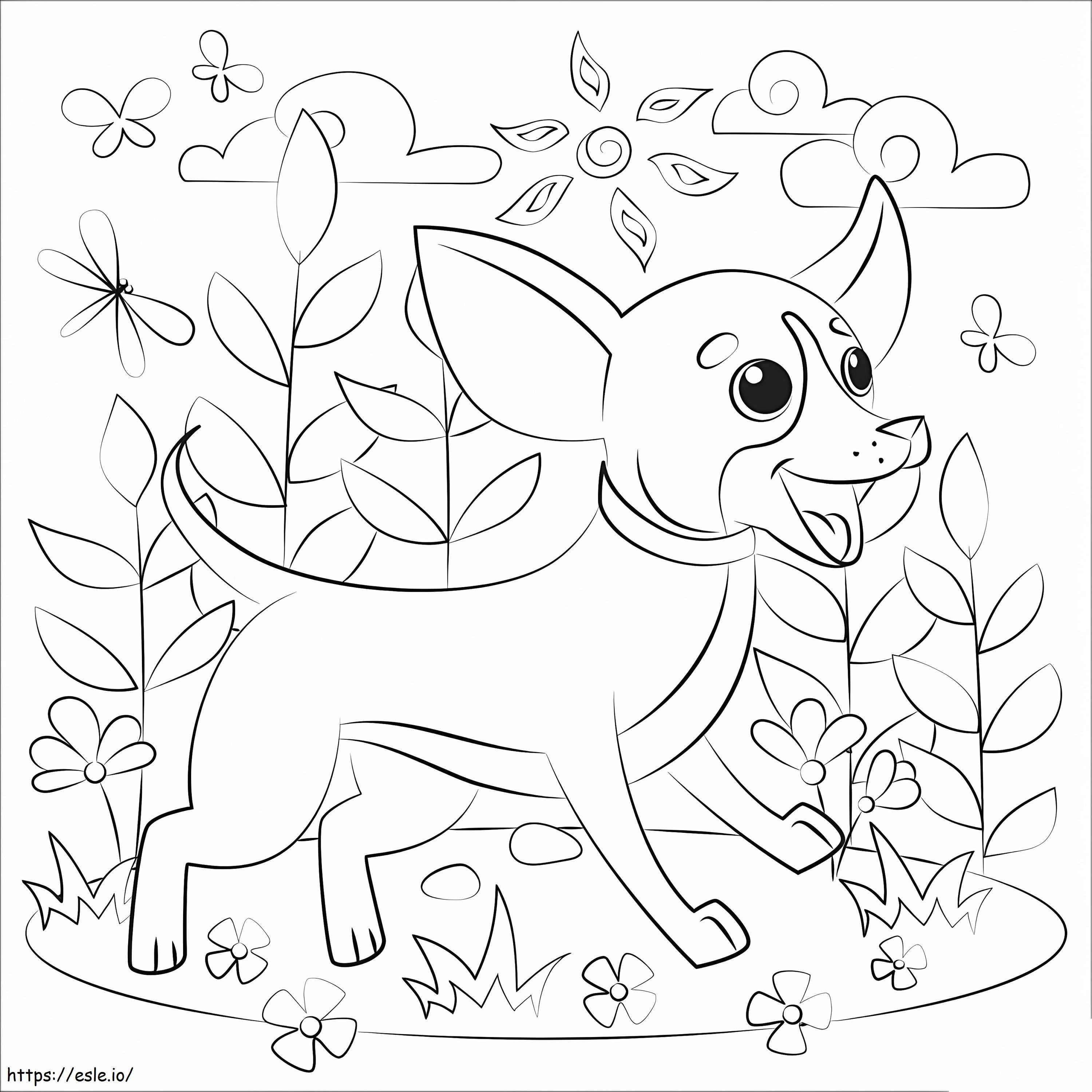 Coloriage Joyeux chien Chihuahua à imprimer dessin