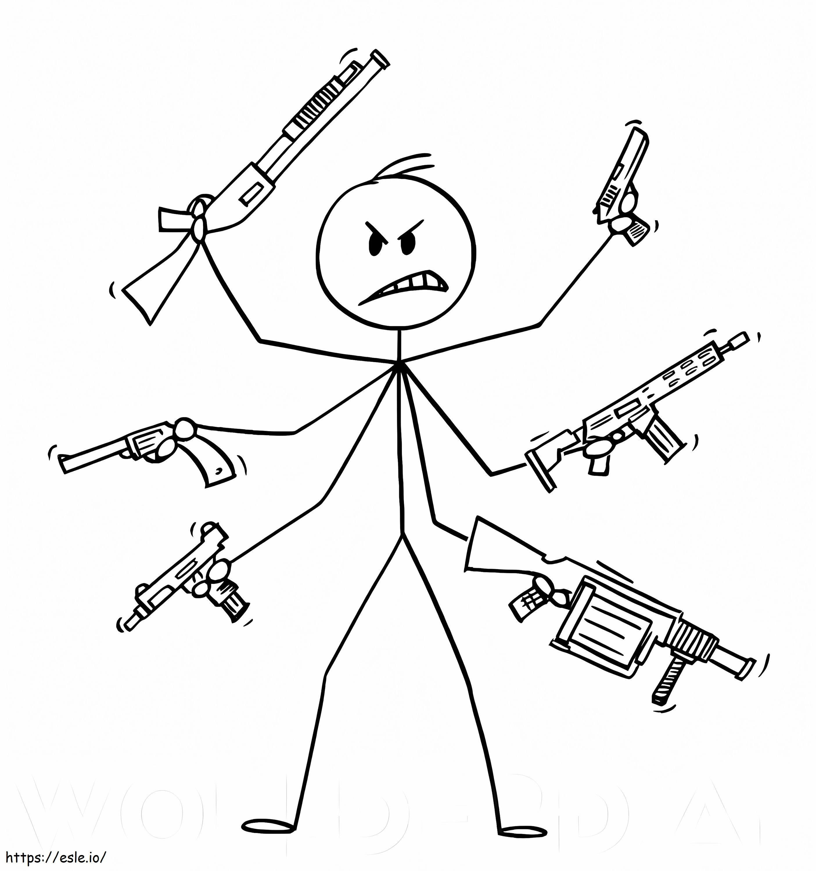 Stickman With Weapons coloring page