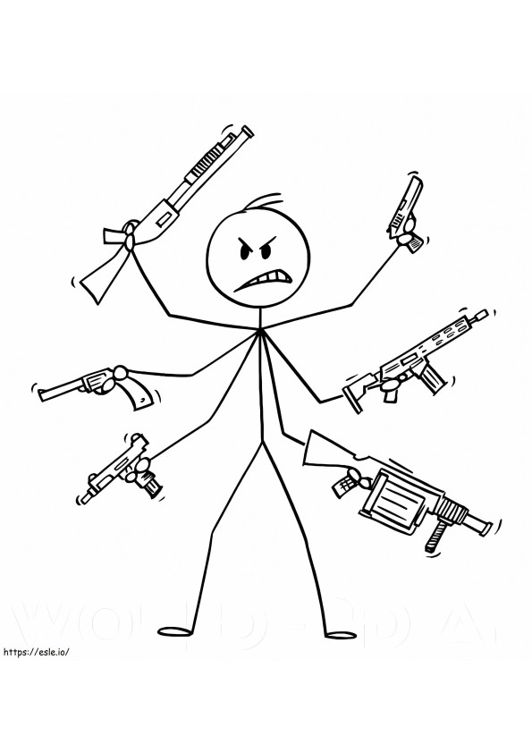 Stickman With Weapons coloring page