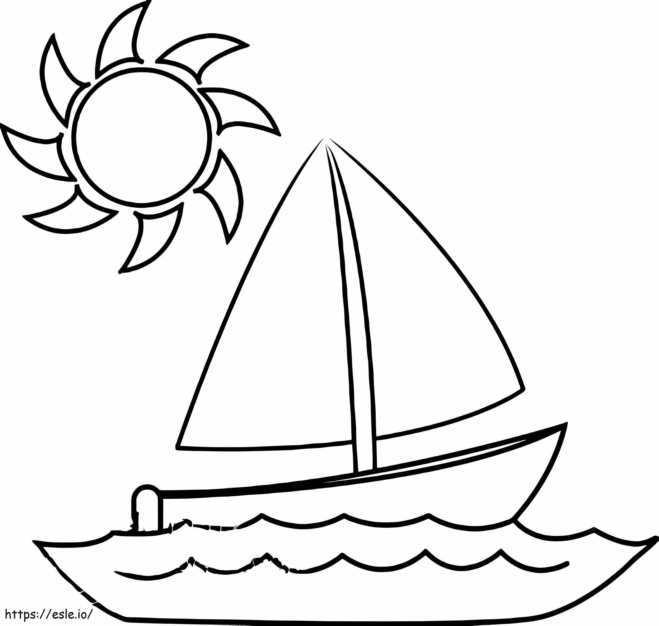 ボートと太陽 ぬりえ - 塗り絵